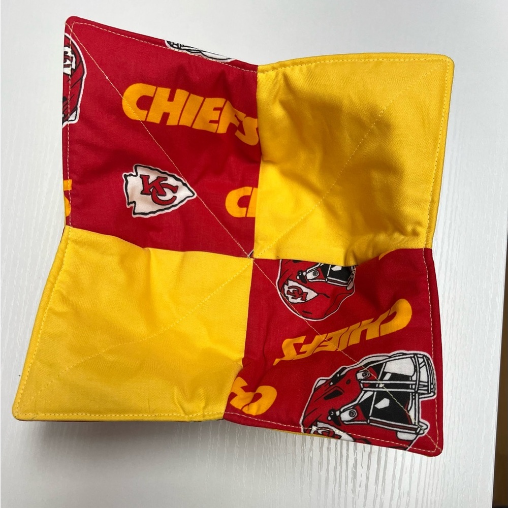 Hand Crafted Bowl Cozy Bowl Holder Microwavable  Cotton Kansas City Chiefs